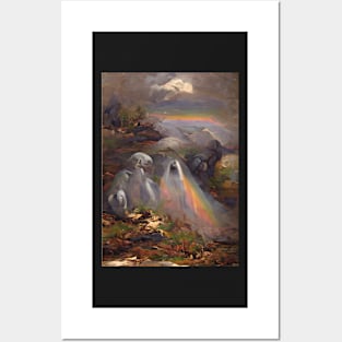 SURREAL GHOSTS AROUND A FIRE ON HALLOWEEN Posters and Art